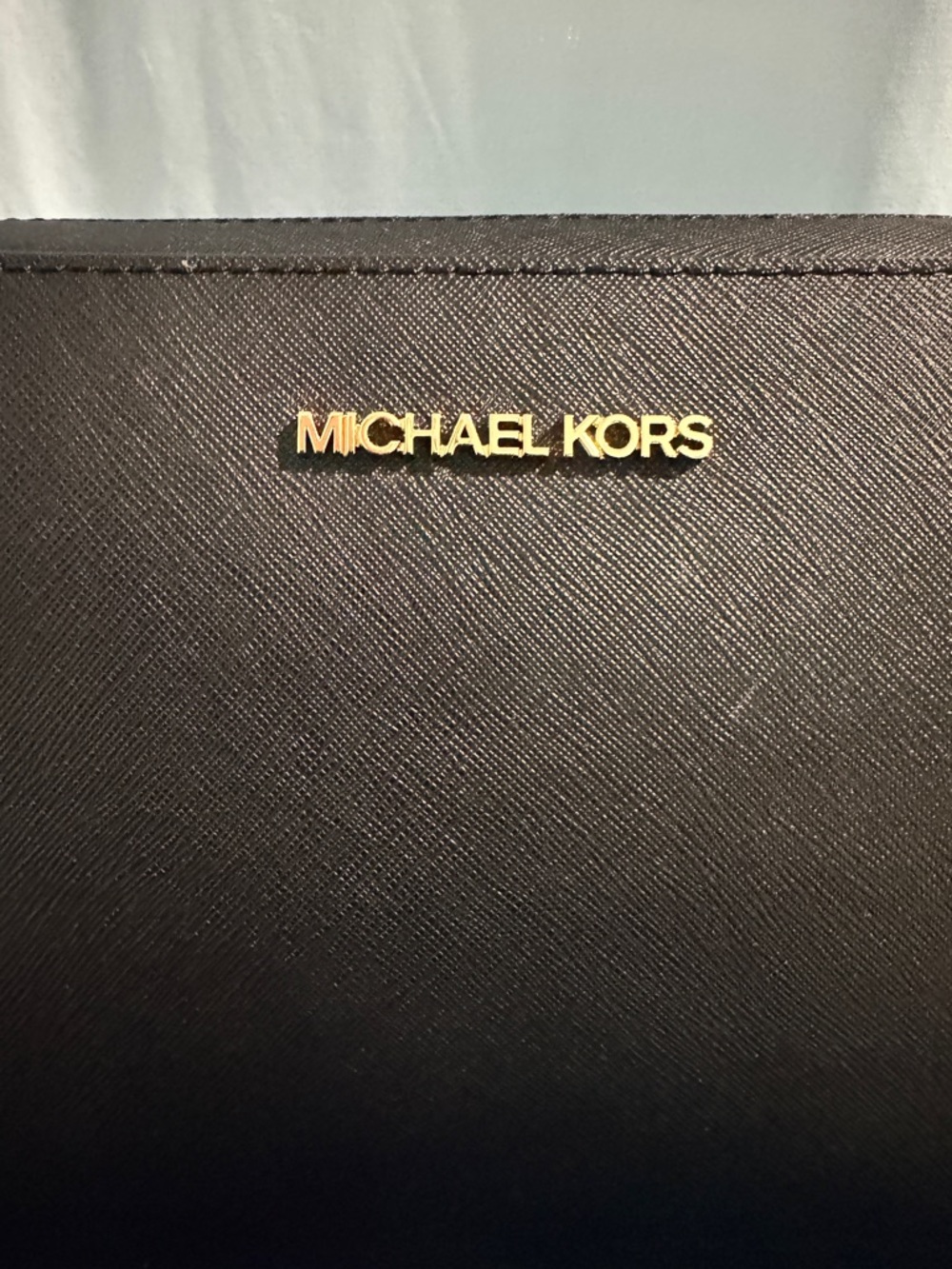Michael Kors Jet Set Saffiano Leather Large Crossbody Black Structured Gold NWT - Picture 2 of 13